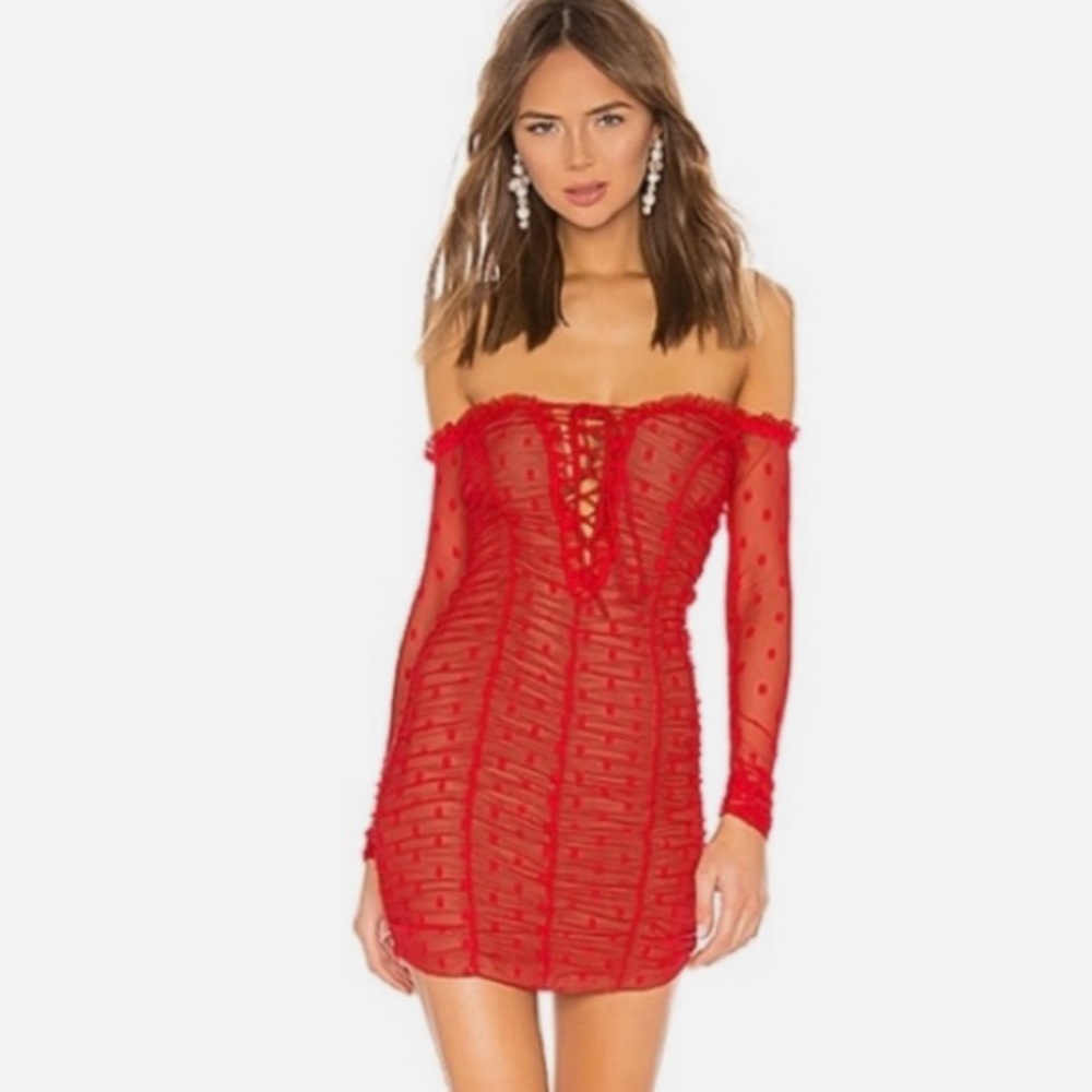 Majorelle red mini dress